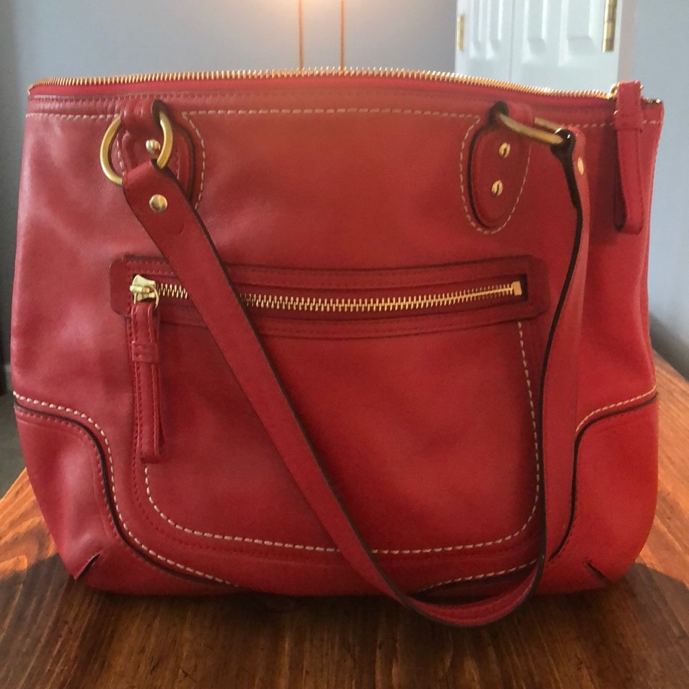 Coach Red Zippered Purse
